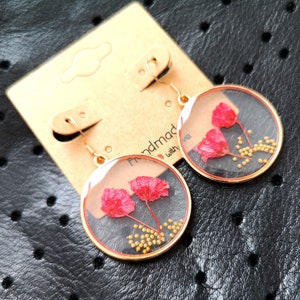 Pendientes de amapola Pendientes de flores rojas Joyería de resina imagen 4