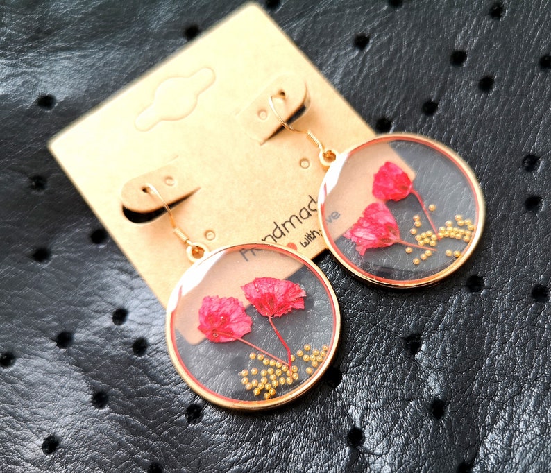 Poppy earrings Red flower earrings Resin jewelry image 4