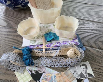 Fabric Bowls and Box Craft Kit with Ephemera Pack