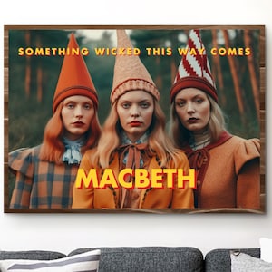 Wes Anderson Macbeth Poster | Printable Wall Art | Movie Poster | Shakespeare | English Teacher Book Lover Gift | Digital Download