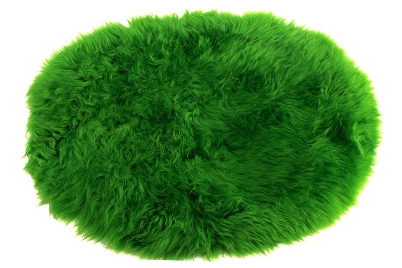 Natural Or Coloured Oval Genuine Sheepskin Comforter Pads For Seats, Pet Beds Rug Perfect for Cats and Small Dogs Green