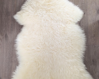 Genuine Natural British Sheepskin Rug  Throw Cosy Warm Silky Fluffy Wool