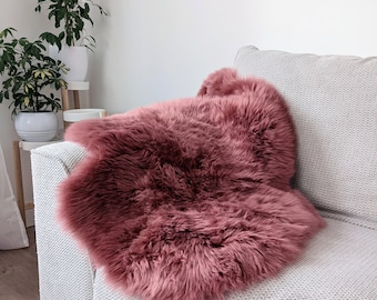 Marsala Plum Colour Luxury Silky Soft Genuine Sheepskin Rug