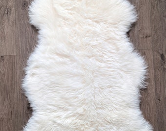 Natural Ivory Genuine Sheepskin Rug Throw Luxury Silky Soft