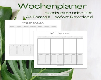Weekly planner template to print out or use weekly planner digitally | German / GERMAN | Weekly planner PDF
