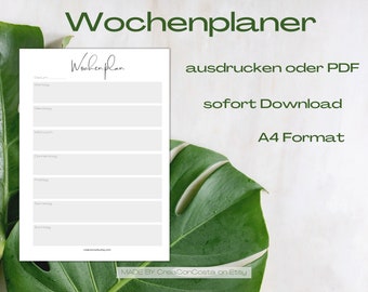 Weekly planner template to print out or use weekly planner digitally | German / GERMAN | Weekly planner PDF