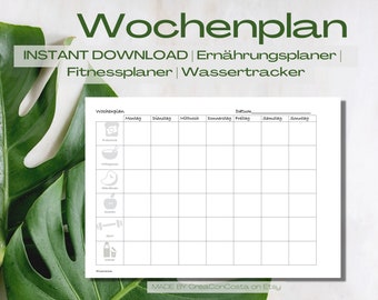 Weekly planner food Template to print out or use the weekly planner digitally | German / GERMAN | Weekly planner PDF