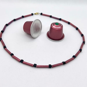 Necklace handmade from recycled Nespresso coffee capsules, plain (various colors available)