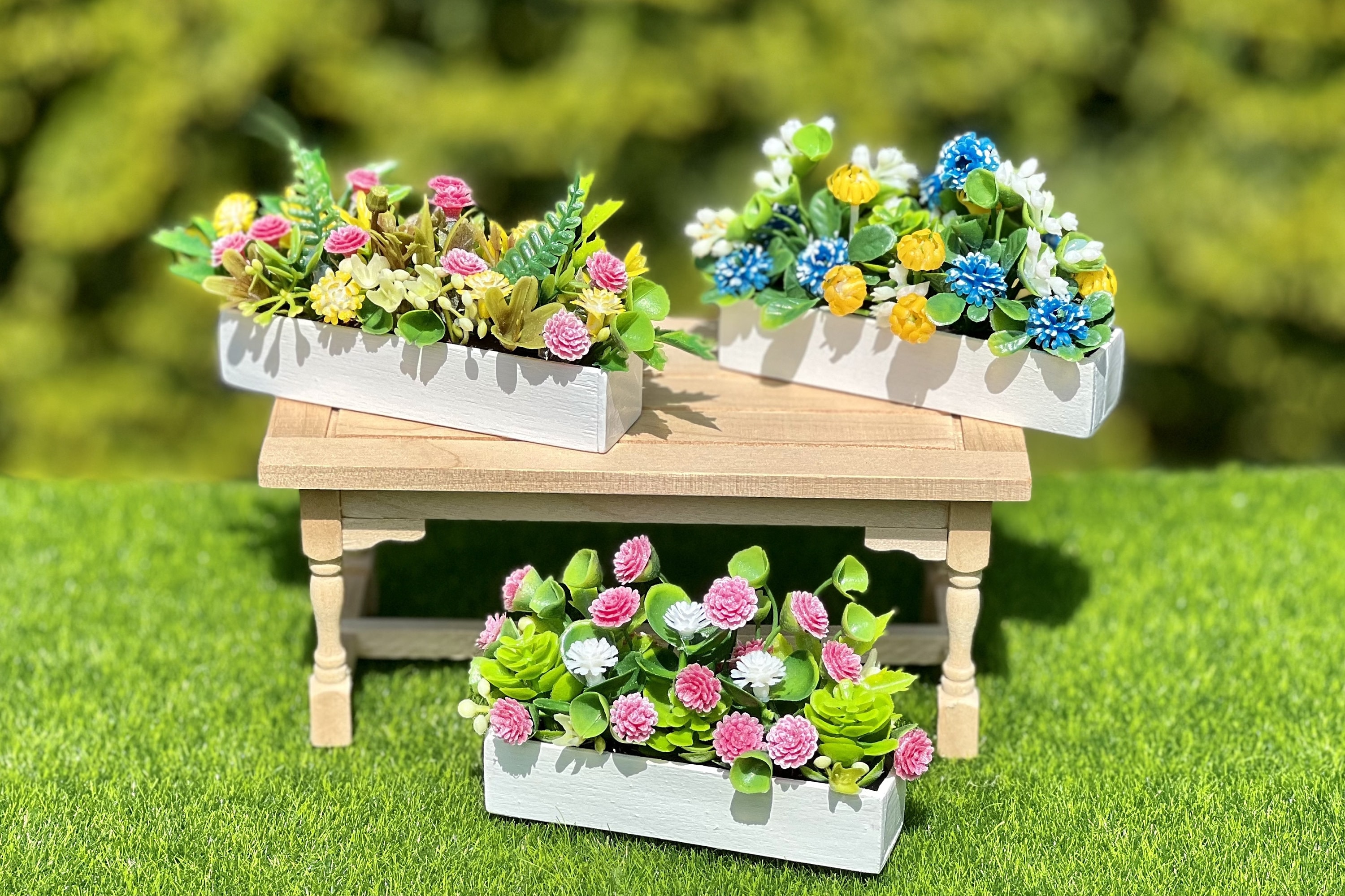 Buy Dollhouse Wooden Window Box With Flowers Size 1 12 and 1 6