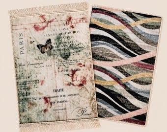 Tapis miniature pour maison de poupée taille 1/12. Tapis vintage à motifs pour poupées. Ajout d'une pièce pour poupées. Accessoires de maison de poupée.