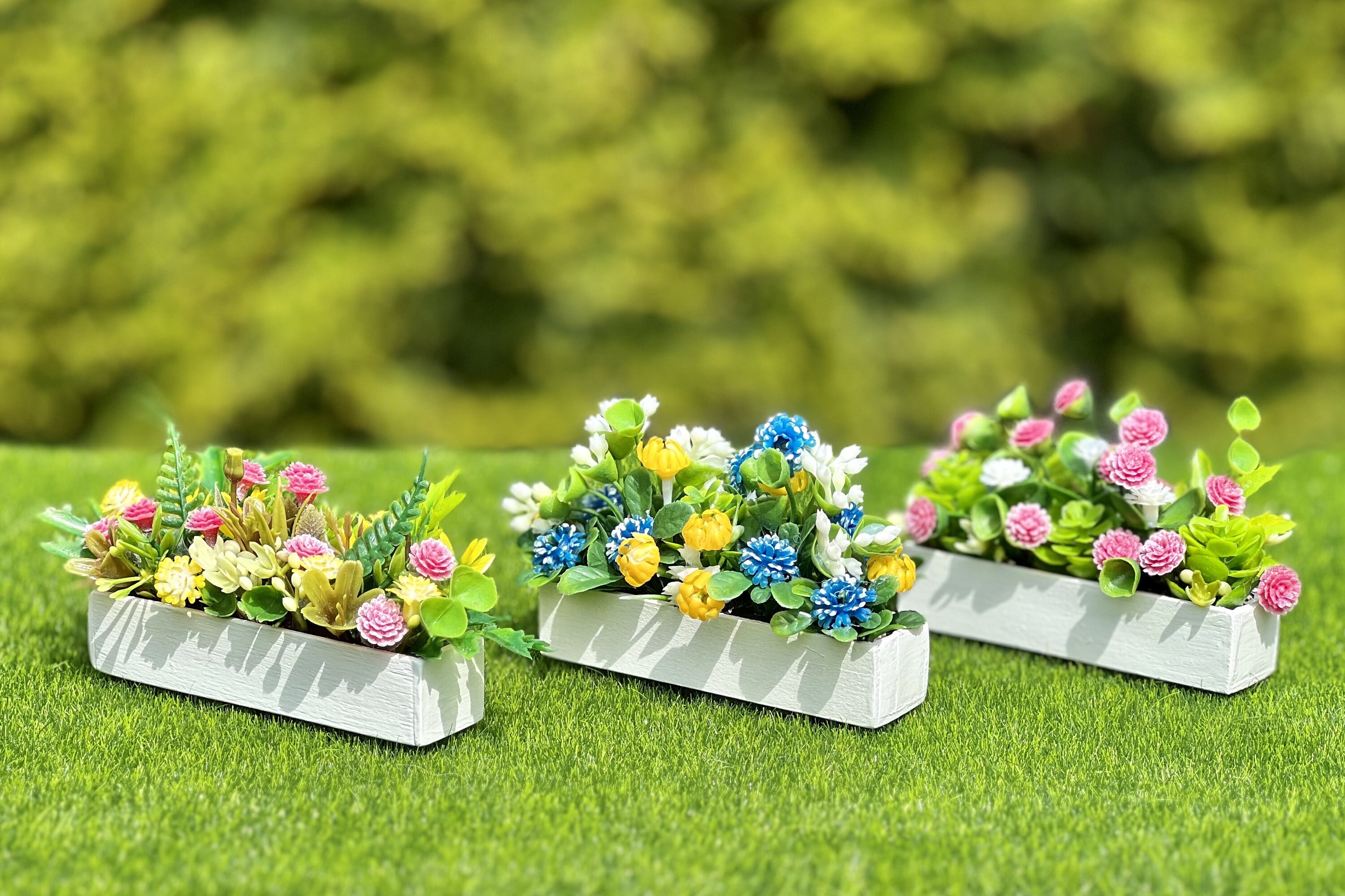 Buy Dollhouse Wooden Window Box With Flowers Size 1 12 and 1 6