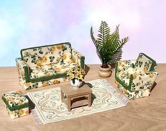 Miniatur Sofa Puppenhaus Möbel 1:12 - Mit Kissen Für Wohnzimmer Deko