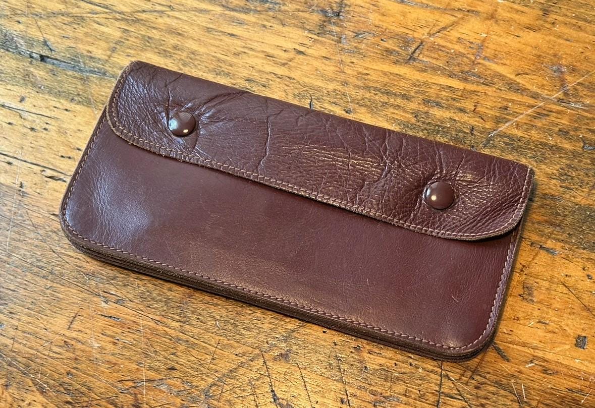 1950s 1960s Biker Chain Wallet Top Grain Hide Leather 5 Pocket