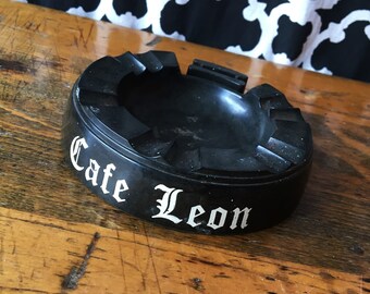 Cafe Leon (67 West 44th Street, NYC) Bakelite Ashtray: 1930s - 1950s NYC Broadway Vintage Ashtray