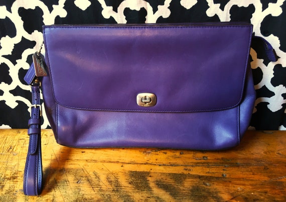 Coach Purple Leather Wristlet / Clutch Bag / Purs… - image 1