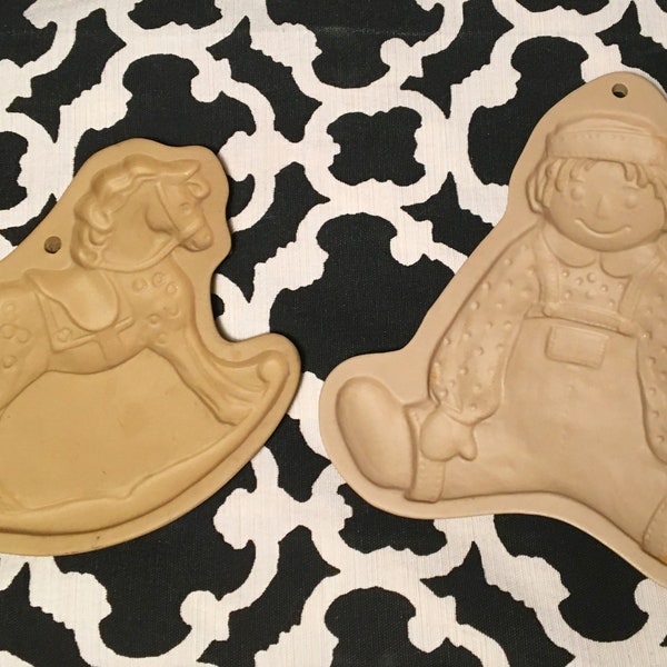Cookie Molds: Brown Bag Cookie Art 1980s Retired Rocking Horse & Raggedy Andy