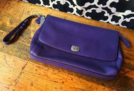 Coach Purple Leather Wristlet / Clutch Bag / Purs… - image 2