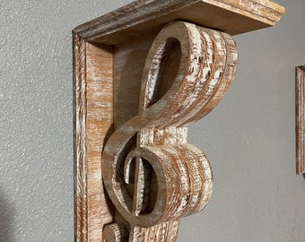 Music Note Corbel/Rustic Corbel/Corbels/Music Note/Music/Music Note Decor/Music Note Decoration/Rustic Decor/Music/Rustic/Treble/Corbel Set