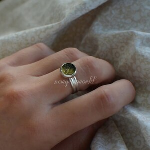 Moldavite Ring, Natural Moldavite Ring, Sterling Silver, Raw Moldavite, Evil eye Ring, Genuine Rough Moldavite, Boho Twig Band, Gift For Her