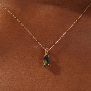 Raw Moldavite Pendant, Sterling Silver Necklace, Green Gemstone