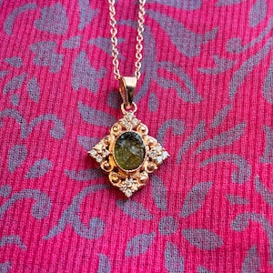 Sterling Silver Moldavite Pendant, Raw Green Gemstone Necklace