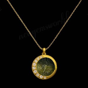 Raw Moldavite Pendant, Sterling Silver Necklace, Handmade Green Gemstone