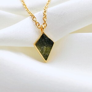 Raw Moldavite Pendant, Sterling Silver Necklace, Handmade Gemstone Jewelry