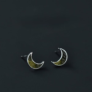100% Natural Moldavite Raw Genuine, Stud Earrings ,Authentic Moldavite, Raw Moldavite, Sterling Silver Earrings, Certified Moldavite Earring