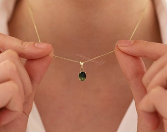 Raw Moldavite Pendant, Sterling Silver, Green Gemstone Necklace