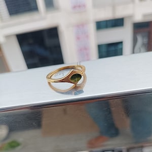 Raw Moldavite Ring, 925 Sterling Silver, Czech Gemstone