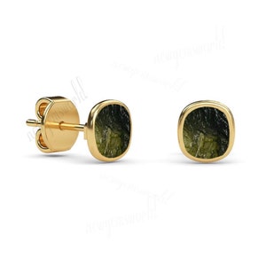 Pendientes de moldavita 100 % natural, auténtica y cruda. Aretes de moldavita auténtica, de plata de ley, con certificación de moldavita.