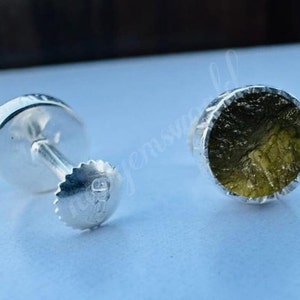 100% Natural Moldavite Raw Genuine, Stud Earrings ,Authentic Moldavite, Raw Moldavite, Sterling Silver Earrings, Certified Moldavite Earring