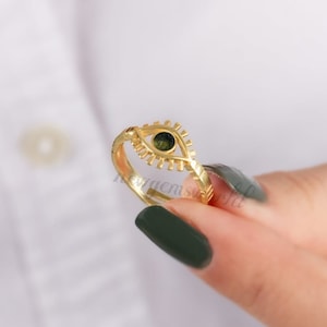 Moldavite Ring, Natural Moldavite Ring, Sterling Silver, Raw Moldavite, Evil eye Ring, Genuine Rough Moldavite, Boho Twig Band, Gift For Her
