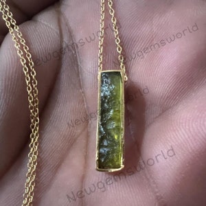 Raw Moldavite Pendant, 925 Sterling Silver, Handmade Necklace