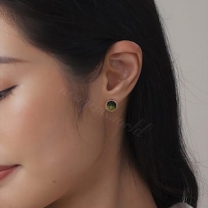 100% Natural Moldavite Raw Genuine, Stud Earrings ,Authentic Moldavite, Raw Moldavite, Sterling Silver Earrings, Certified Moldavite Earring