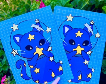 Cute Star Cat Print