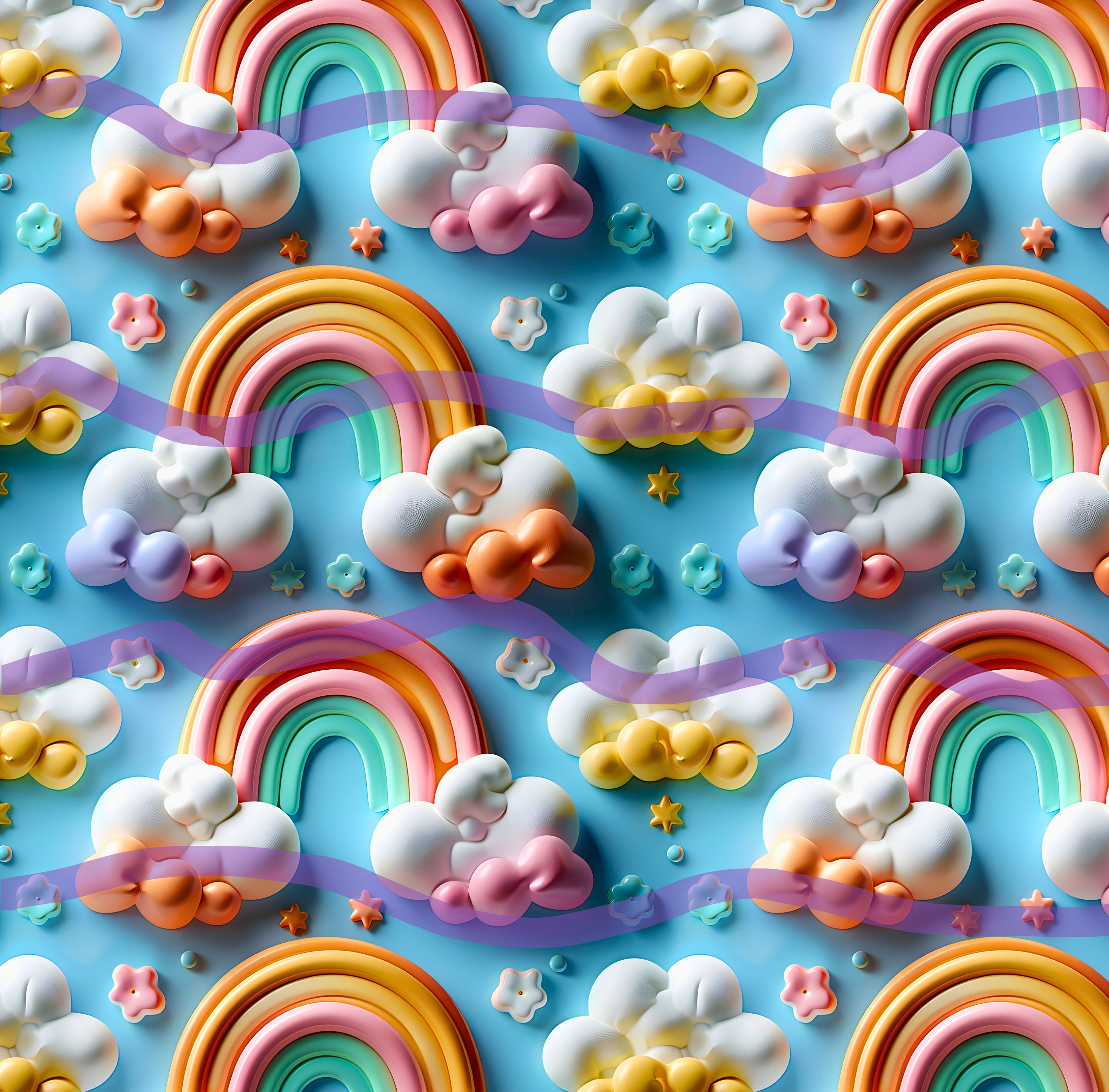 3D Rainbows Seamless Pattern, Repeat Pattern, Digital Download ...