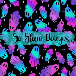 Black Rainbow Ghosts Seamless Pattern, Repeat Pattern, Digital Download, Commercial Use, Seamless File, Halloween Seamless
