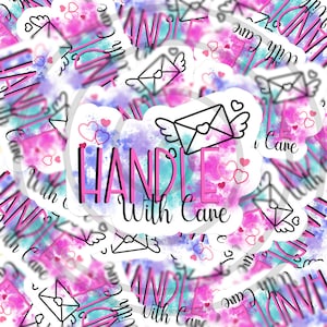 Handle With Care Sticker Template, Small Business, Print Cut Template, Packaging Sticker, Digital Download, PNG Sticker Download,