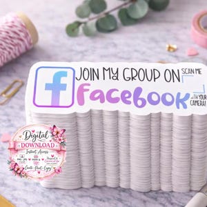 Join My Facebook Group QR Code Sticker | Digital Download | Small Business Packaging | Scan Me Sticker Template