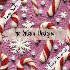 Pink Felt Candy Canes Seamless Pattern, Repeat Pattern, Digital Download, Commercial Use, Digital Paper, Seamless File, Christmas Seamless