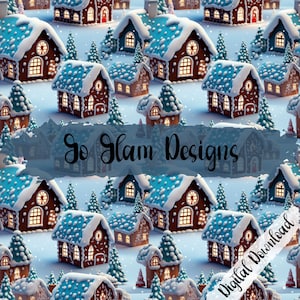 3D Gingerbread Village Seamless Pattern, Repeat Pattern, Digital Download, Digital Paper, Seamless File, Christmas Seamless