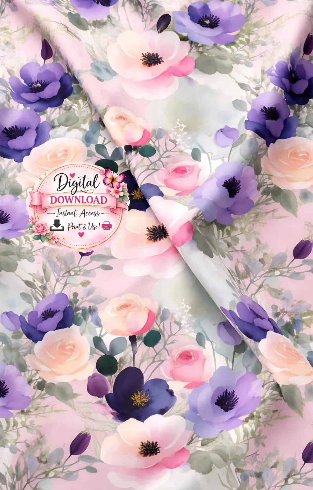 Dreamy Watercolor Floral Seamless Pattern Soft Pastel Flowers Digital ...