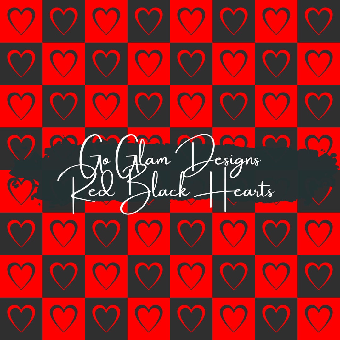 Black & Red Square Hearts Seamless Pattern , Repeat Pattern, Digital ...
