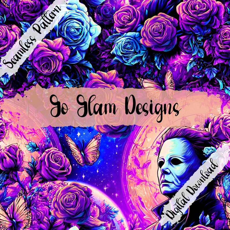 Slasher Drawing Outline Pattern The Slasher Seamless Pattern, Repeat Pattern, Digital Download ...