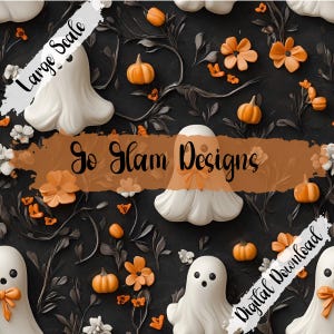 Ghosts in Bows Seamless Pattern: Halloween Fabric (Digital Download)