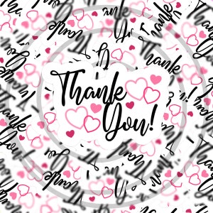 Heart Rose Thank You Sticker Template, Small Business, Print Cut Template, Packaging Sticker, Digital Download, PNG Sticker Download,