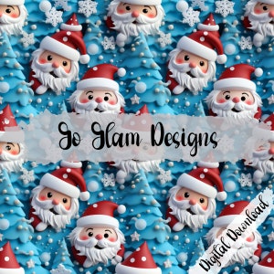 3D Santa Seamless Pattern, Christmas Seamless, Repeat Pattern, Digital Download, Digital Paper, Seamless File, Christmas Seamless,