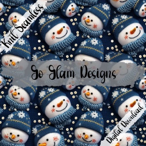 3D Knit Snowmen 4 Seamless Pattern, Repeat Pattern, Digital Download, Commercial Use, Digital Paper, Seamless File, Winter Seamless