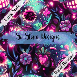3D Sugar Skulls Seamless Pattern, Repeat Pattern, Digital Download, Commercial Use, Seamless File, Halloween Seamless